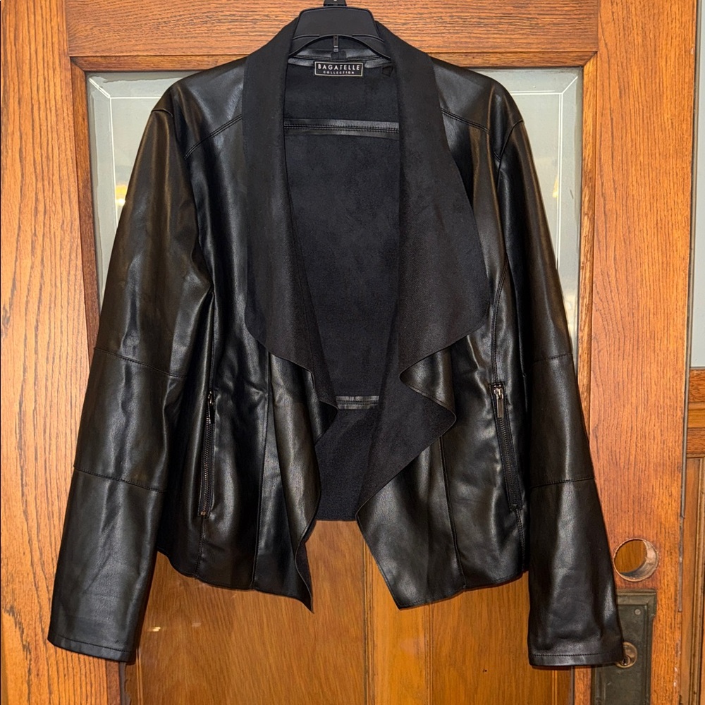 Bagatelle Collection Faux Leather open front jacket sz XL